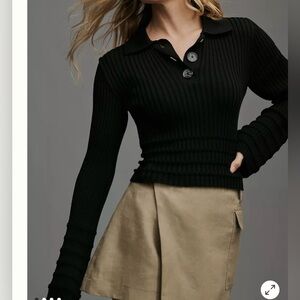 Maeve  by Anthropologie Black Knit Top